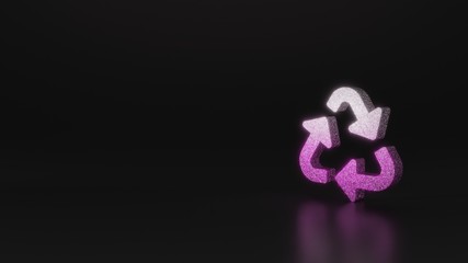 science glitter symbol of recycle icon 3D rendering