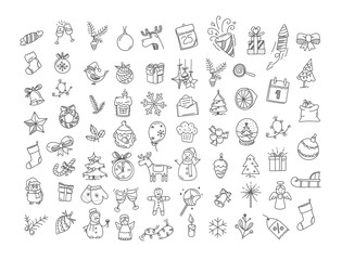 Fototapeta na wymiar Christmas doodling elements vector collection