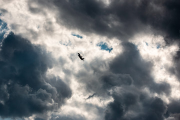 military aircraft flying in the background of clouds