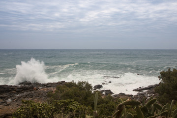 natural landscape of sea rocks and sand