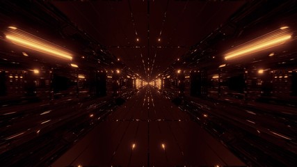 highly abstract futuristic glowing scifi tunnel corridor with many nice reflections 3d rendering wallpaper background