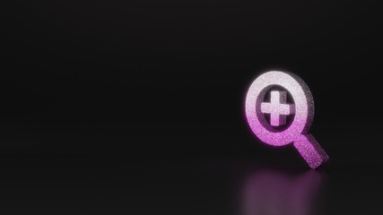 science glitter symbol of search plus icon 3D rendering