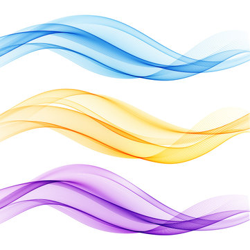Set of blue abstract wave design element