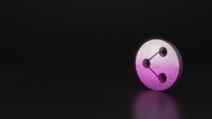 science glitter symbol of share icon 3D rendering
