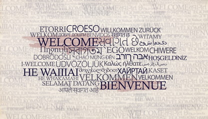 Speek free on different languages starting with Word welcome © Prostock-studio
