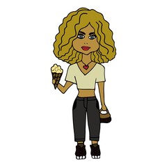 nice girl with ice cream 