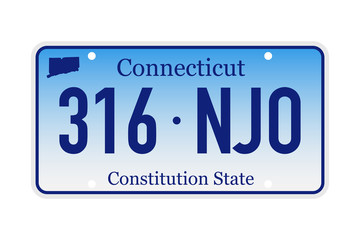 License plate Connecticut. Vector illustration on white background.