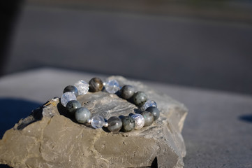 Handmade natural stone bracelets sunset light
