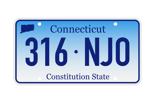 License plate Connecticut. Vector illustration on white background.