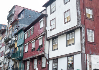 Old colored buildings in the center of Porto