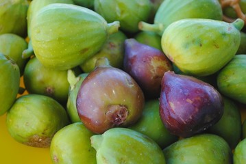 Fresh figs. Green and purple. Vegan food. Vacation in Montenegro.