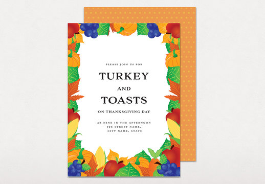 Graphic Turkey Dinner Party Invitation Layout
