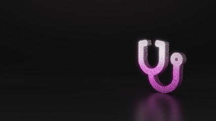 science glitter symbol of stethoscope icon 3D rendering