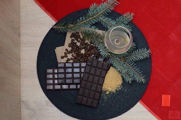 Chocolate, sugar, needles, shot, Christmas