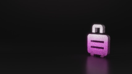 science glitter symbol of suitcase rolling icon 3D rendering