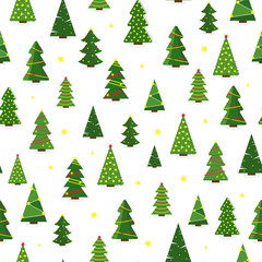 Seamless christmas background. Christmas tree. Modern different flat design. Vector illustration.
