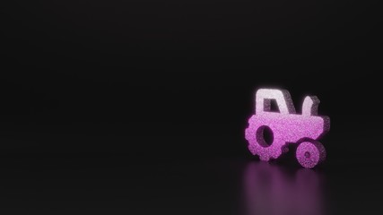 science glitter symbol of tractor icon 3D rendering