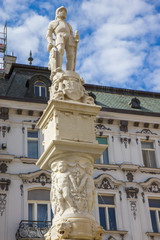Fototapeta na wymiar Roland fountain sculpture in Bratislava
