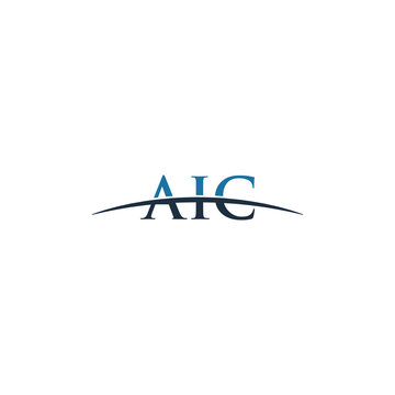 Initial letter AIC, overlapping movement swoosh horizon logo company design inspiration in red and dark blue color vector