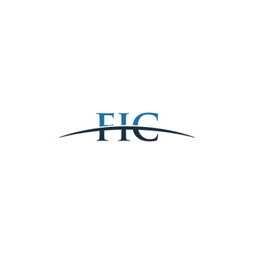 Initial letter FIC, overlapping movement swoosh horizon logo company design inspiration in red and dark blue color vector