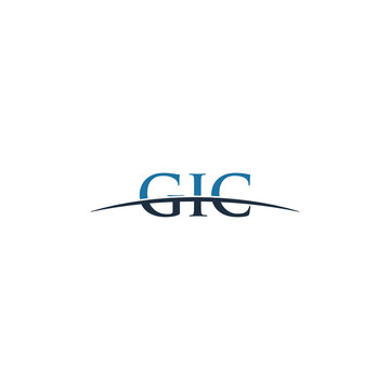 Initial letter GIC, overlapping movement swoosh horizon logo company design inspiration in red and dark blue color vector