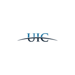Initial letter UIC, overlapping movement swoosh horizon logo company design inspiration in red and dark blue color vector