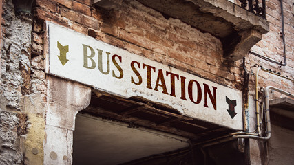 Street Sign to Bus Station