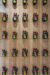 A group of Japanese ceramic cats  maneki-neko