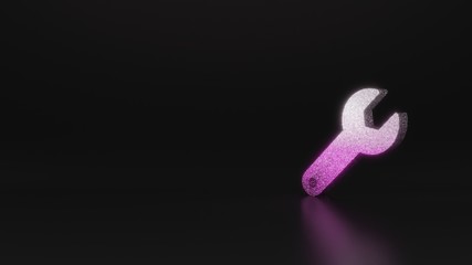 science glitter symbol of wrench icon 3D rendering