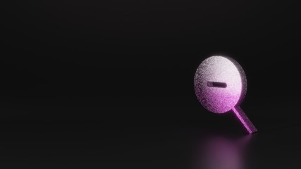 science glitter symbol of magnifier zoom out icon 3D rendering