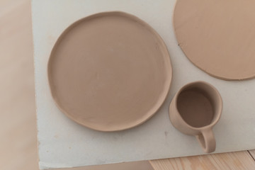 Clay pottery workshop, the process of making ceramic crockery