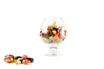 Set of various dried fruits. Mix of nuts and fruits.