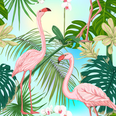 Seamless pattern, background. with tropical plants