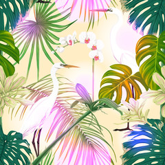 Fototapeta na wymiar Seamless pattern, background. with tropical plants