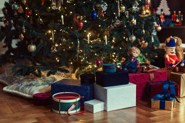 Christmas tree with gifts and toys
