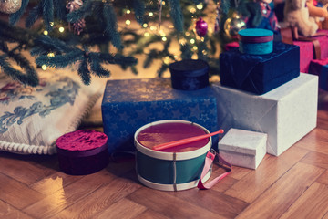 Christmas tree with gifts and toys