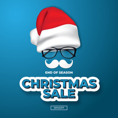 Christmas Sale with Santa Hat in Stylish Design