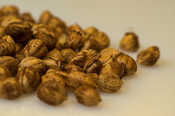 Right Hazelnuts kernels in the background.