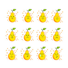  set pears on white background for design etiketak, stickers