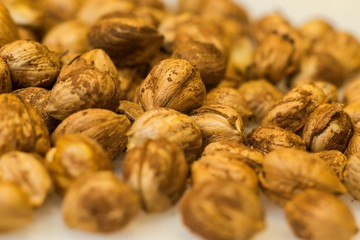 Right Hazelnuts kernels in the background.