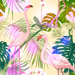Seamless pattern, background. with tropical plants