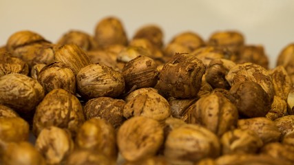 Right Hazelnuts kernels in the background.