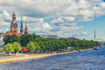 Obraz premium Riga, Latvia. Riga Cityscape In Summer Day. Riga Dome Cathedral