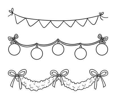 Coloring book for children. Set of Christmas garlands