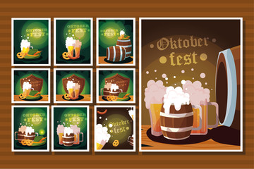 set of cards for beer festival oktoberfest