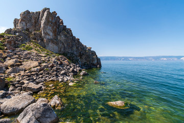 Lake Baikal. Island Olkhon. Beautiful Russian landscape while sunny summer day 