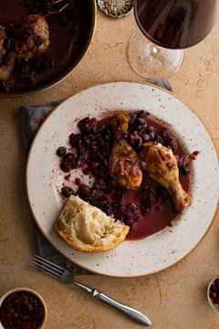 Roasted chicken with grapes and coriander