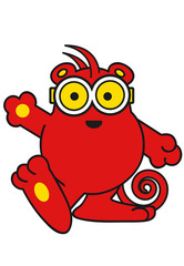 Cute red monster mascot cartoon character