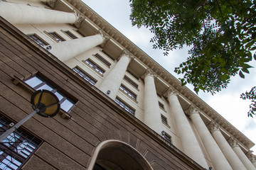 BELGRADE, SERBIA, August 3, 2019. Architectural fragment of the facade of a typical building in the historical part of the city