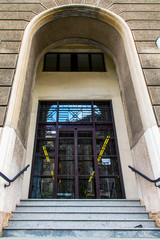 BELGRADE, SERBIA, August 3, 2019. Architectural fragment of the facade of a typical building in the historical part of the city